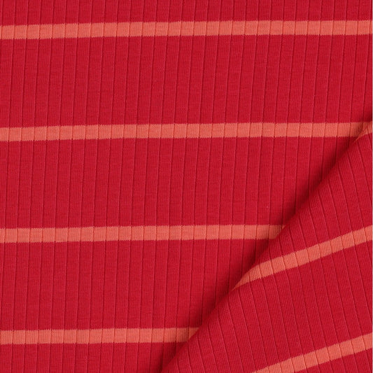 RIB YARN DYED STRIPES - MAGENTA /CORAL