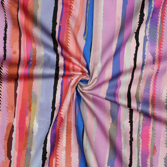 COTTON SATIN DIGITAL STRIPES MAUVE