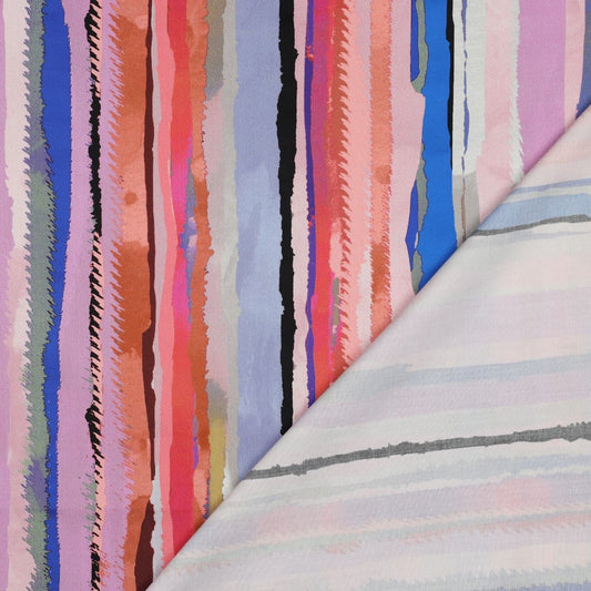 COTTON SATIN DIGITAL STRIPES MAUVE