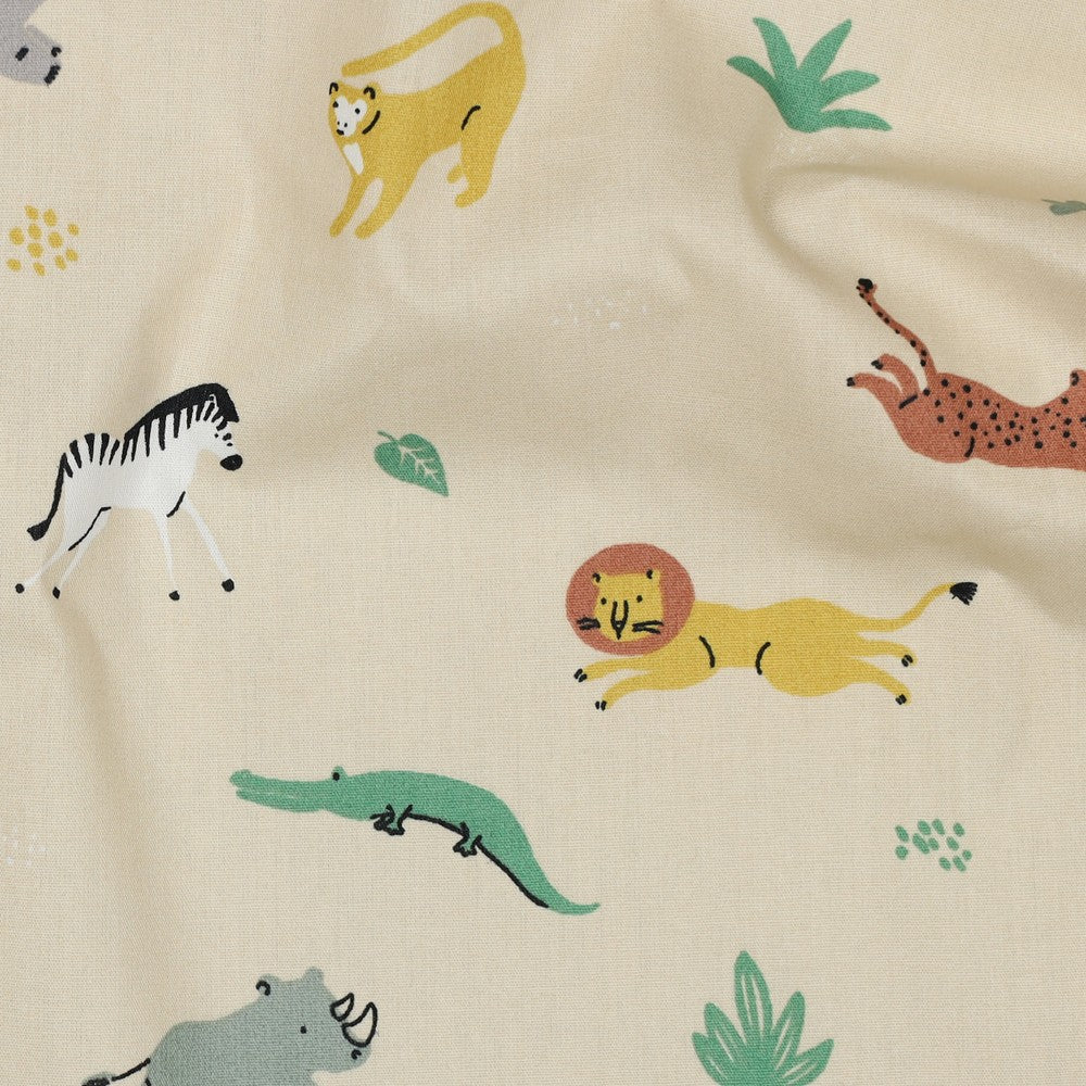 POPLIN GOTS ANIMALS - BEIGE
