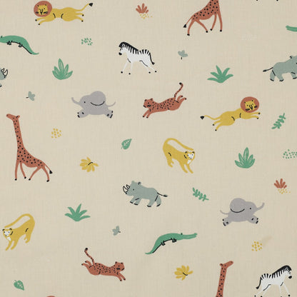 POPLIN GOTS ANIMALS - BEIGE