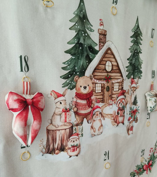 CANVAS ADVENT CALENDAR PANEL LINEN LOOK