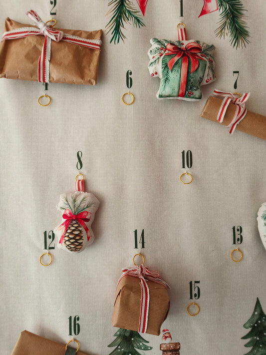 CANVAS ADVENT CALENDAR PANEL LINEN LOOK