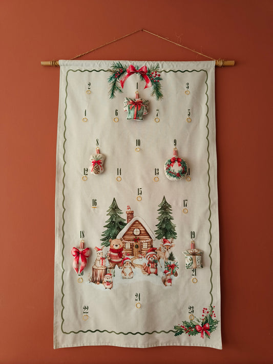CANVAS ADVENT CALENDAR PANEL LINEN LOOK