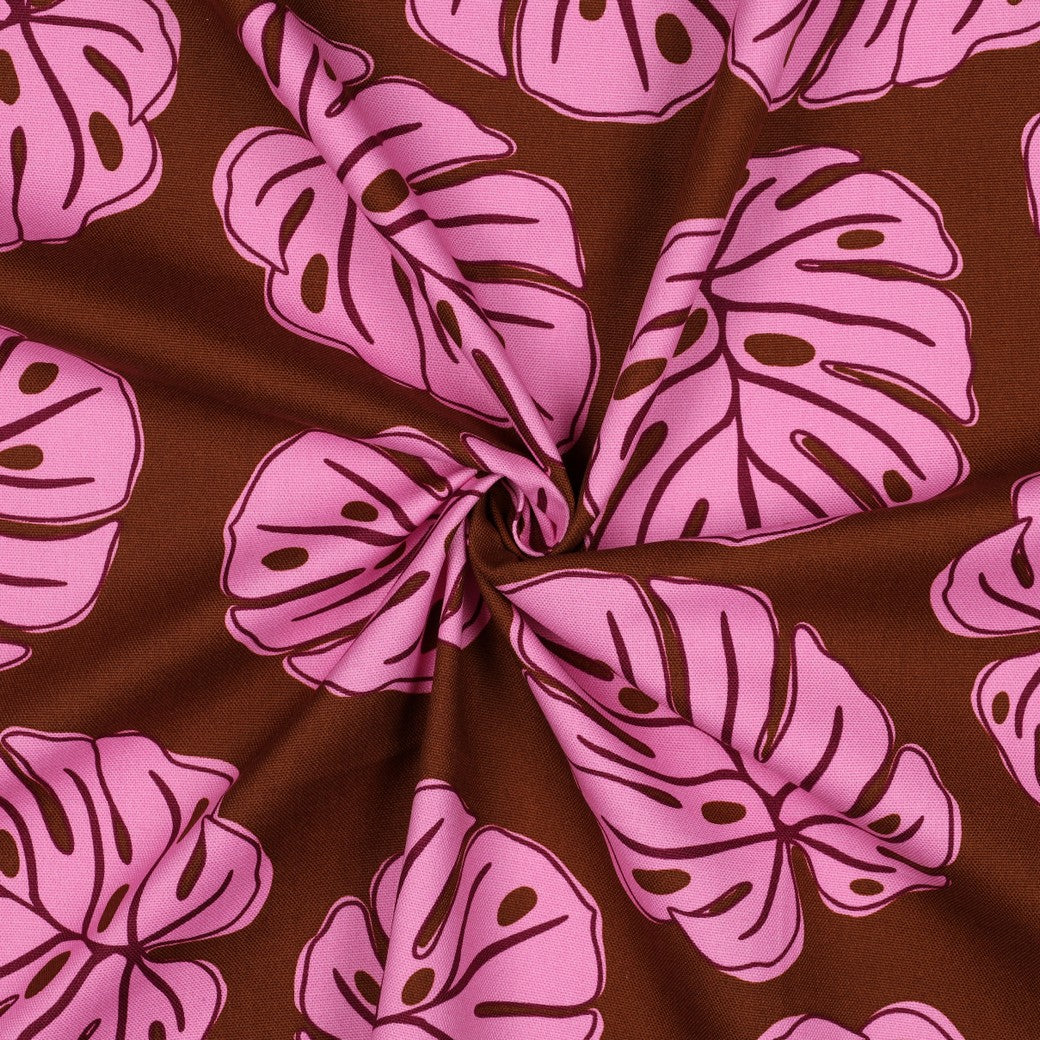 CANVAS MONSTERA LEAVES Brown