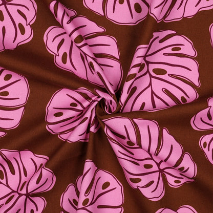 CANVAS MONSTERA LEAVES Brown