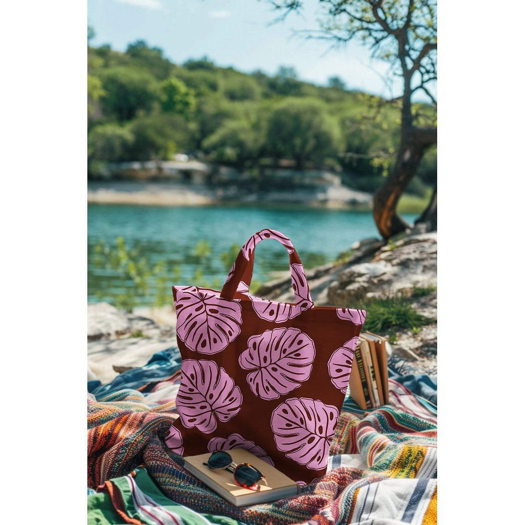 CANVAS MONSTERA LEAVES Brown