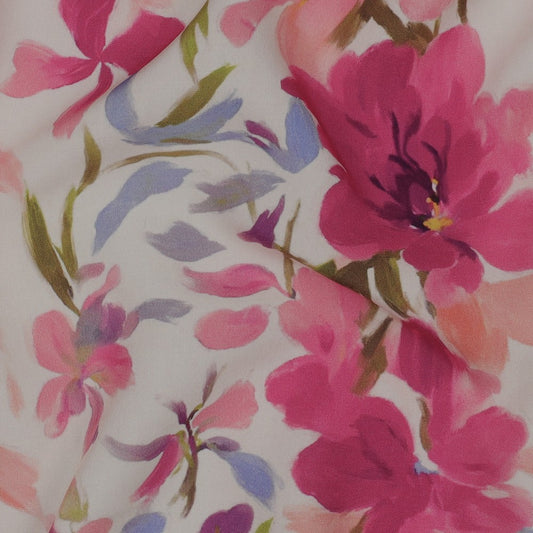 LENZING™ ECOVERO™ DIGITAL FLOWERS ECRU