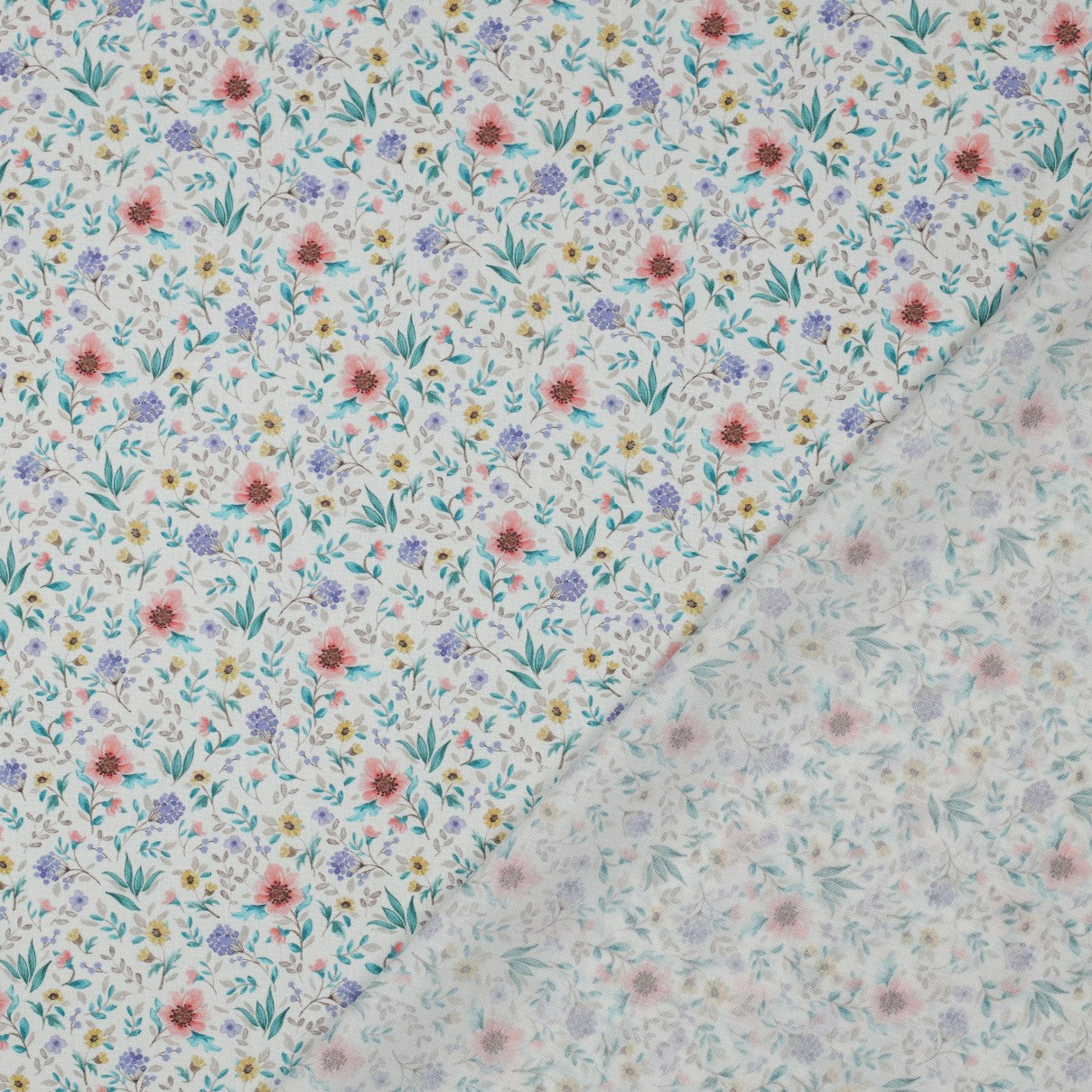 FINE POPLIN DIGITAL FLOWERS - OFF WHITE
