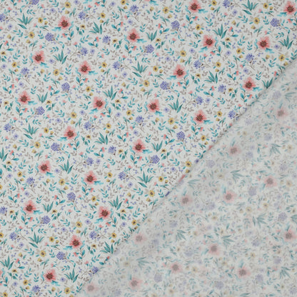 FINE POPLIN DIGITAL FLOWERS - OFF WHITE