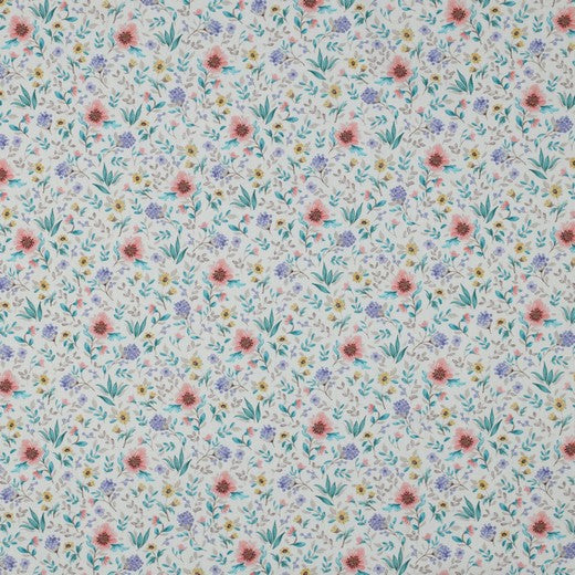 FINE POPLIN DIGITAL FLOWERS - OFF WHITE