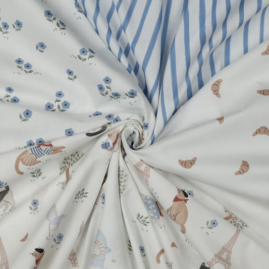 FINE POPLIN DIGITAL VIVE LA FRANCE WHITE