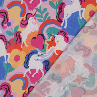 FINE POPLIN DIGITAL UNICORNS - MULTICOLOUR