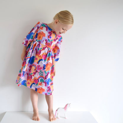 FINE POPLIN DIGITAL UNICORNS - MULTICOLOUR