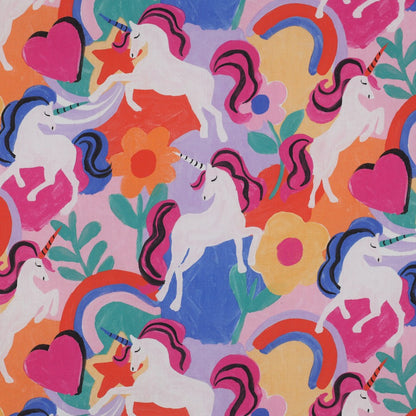 FINE POPLIN DIGITAL UNICORNS - MULTICOLOUR