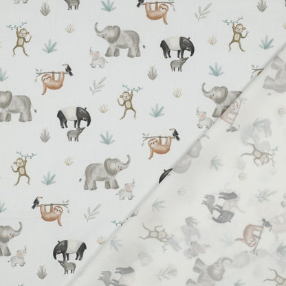 FINE POPLIN DIGITAL SAFARI ANIMALS - OFF WHITE