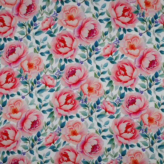 VISCOSE RADIANCE DIGITAL FLOWERS WHITE