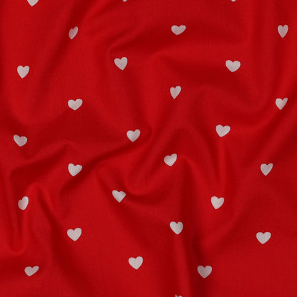 FINE POPLIN HEARTS DARK RED / WHITE