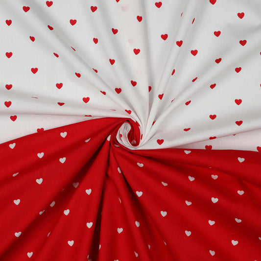 FINE POPLIN HEARTS DARK RED / WHITE