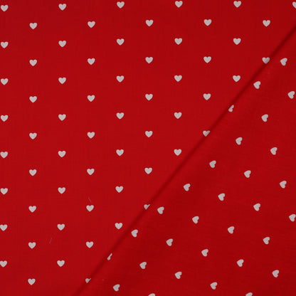 FINE POPLIN HEARTS DARK RED / WHITE