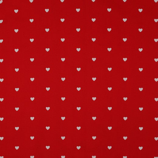 FINE POPLIN HEARTS DARK RED / WHITE