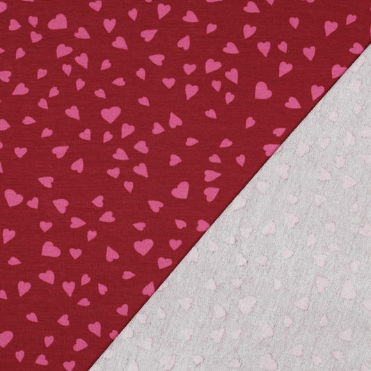 FRENCH TERRY HEARTS RED