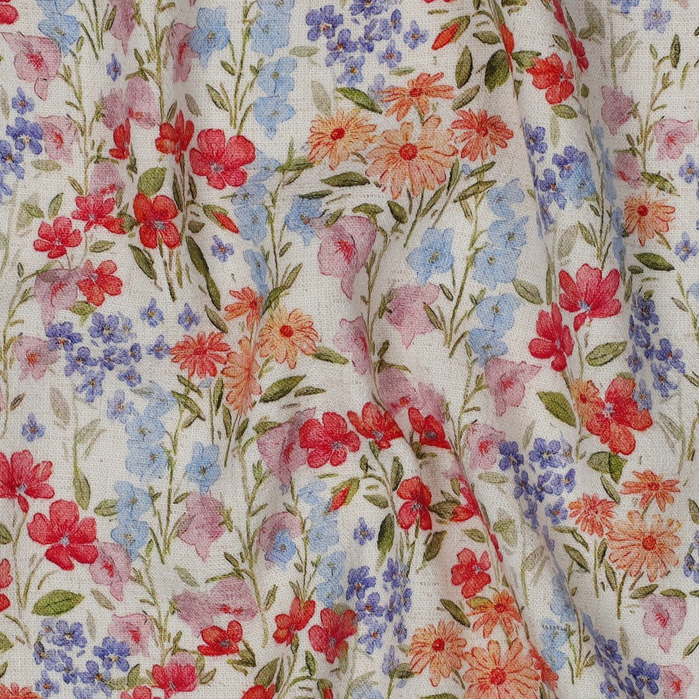 LINEN VISCOSE CREPE DIGITAL FLOWERS