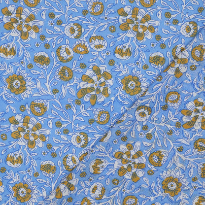 HANDCRAFTED BLOCK-PRINTED COTTON FLOWERS BLUE