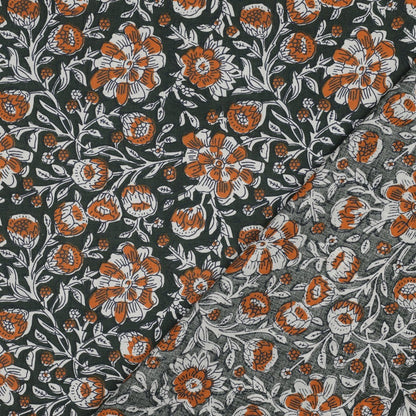 HANDCRAFTED BLOCK-PRINTED COTTON FLOWERS GREEN