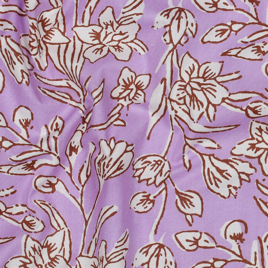 HANDCRAFTED BLOCK-PRINTED COTTON FLOWERS LILAC