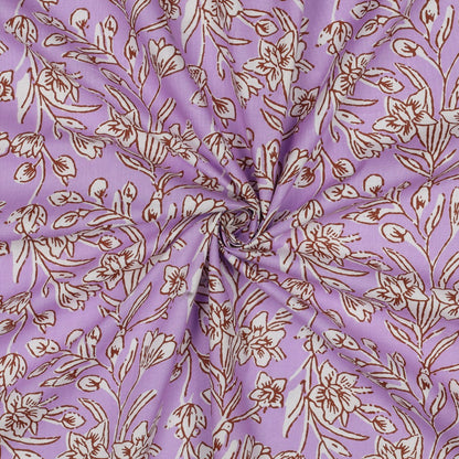 HANDCRAFTED BLOCK-PRINTED COTTON FLOWERS LILAC