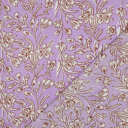 HANDCRAFTED BLOCK-PRINTED COTTON FLOWERS LILAC