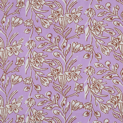 HANDCRAFTED BLOCK-PRINTED COTTON FLOWERS LILAC