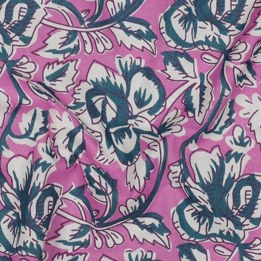 HANDCRAFTED BLOCK-PRINTED COTTON FLOWERS VIOLET
