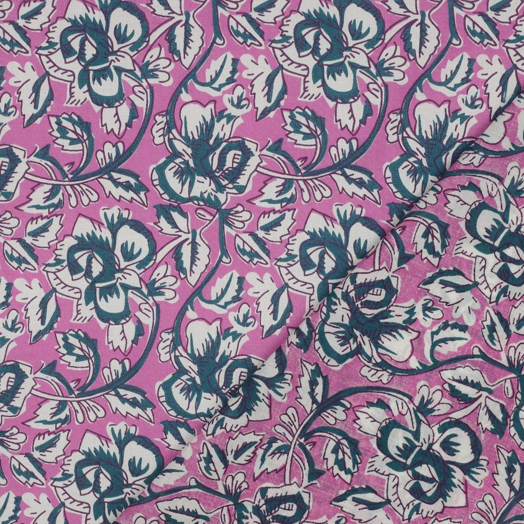 HANDCRAFTED BLOCK-PRINTED COTTON FLOWERS VIOLET