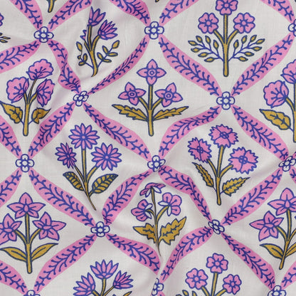 HANDCRAFTED BLOCK-PRINTED COTTON FLOWERS WHITE
