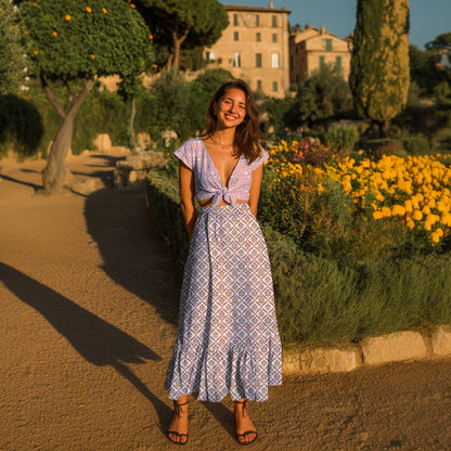 HANDCRAFTED BLOCK-PRINTED COTTON FLOWERS WHITE