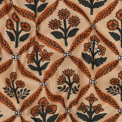 HANDCRAFTED BLOCK-PRINTED COTTON FLOWERS CAMEL