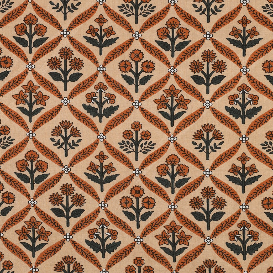 HANDCRAFTED BLOCK-PRINTED COTTON FLOWERS CAMEL