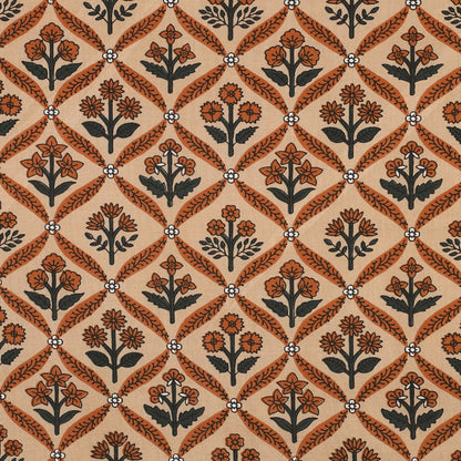 HANDCRAFTED BLOCK-PRINTED COTTON FLOWERS CAMEL