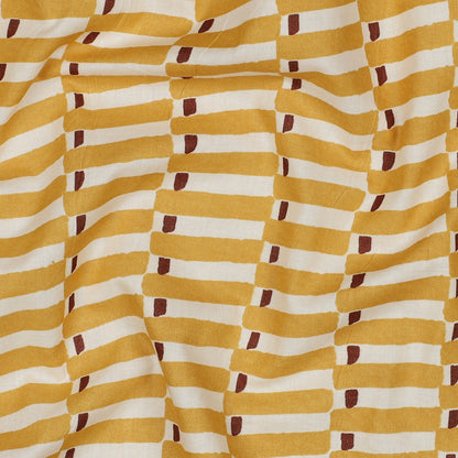 HANDCRAFTED BLOCK-PRINTED COTTON GEOMETRIC OCHRE