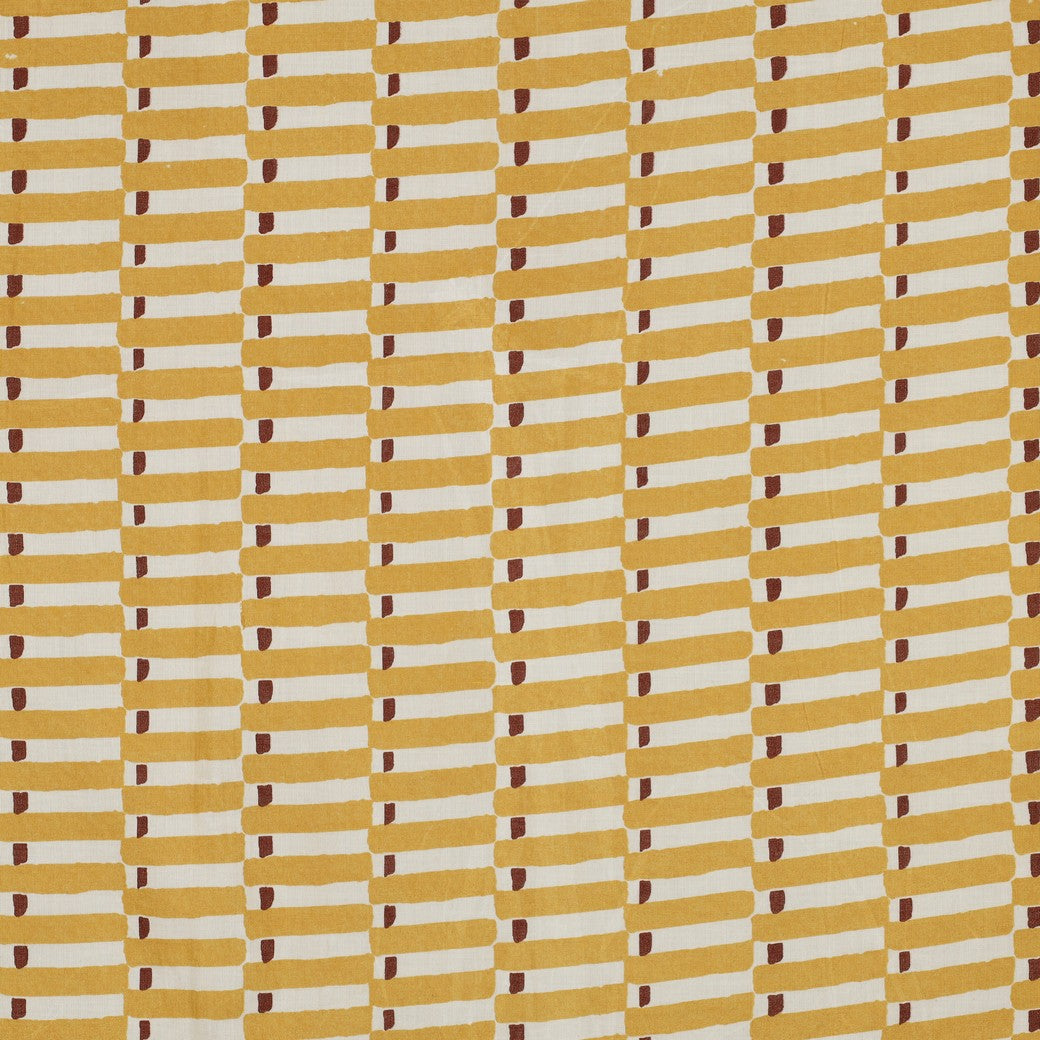 HANDCRAFTED BLOCK-PRINTED COTTON GEOMETRIC OCHRE