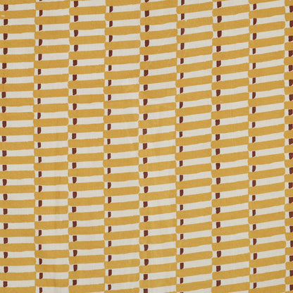 HANDCRAFTED BLOCK-PRINTED COTTON GEOMETRIC OCHRE
