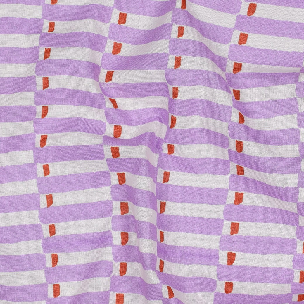HANDCRAFTED BLOCK-PRINTED COTTON GEOMETRIC LILAC
