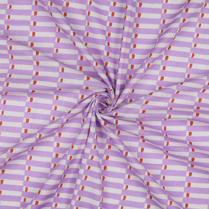 HANDCRAFTED BLOCK-PRINTED COTTON GEOMETRIC LILAC
