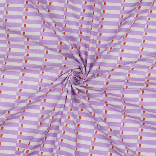 HANDCRAFTED BLOCK-PRINTED COTTON GEOMETRIC LILAC