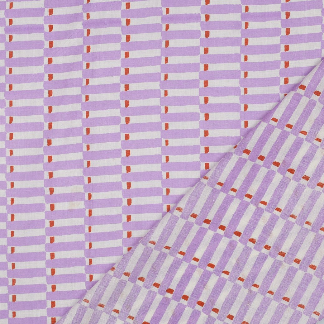 HANDCRAFTED BLOCK-PRINTED COTTON GEOMETRIC LILAC