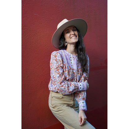 HANDCRAFTED BLOCK-PRINTED COTTON GEOMETRIC LILAC