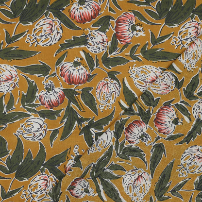 HANDCRAFTED BLOCK-PRINTED COTTON FLOWERS OCHRE