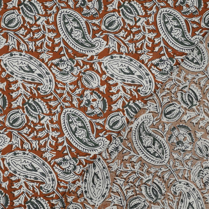 HANDCRAFTED BLOCK-PRINTED COTTON PAISLEY COGNAC